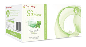 Cranberry S3 Mint Earloop Face Masks with Mild Refreshing Mint (CR-S3090B/G/L/Y, Blue, Green, Lavender, or Yellow)