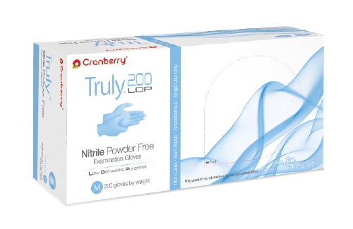 Cranberry Truly 200 LDP Nitrile Powder Free Exam Gloves, 2000 gloves/case (CR-3215/6/7/8/9, Sizes X-small to X-large)
