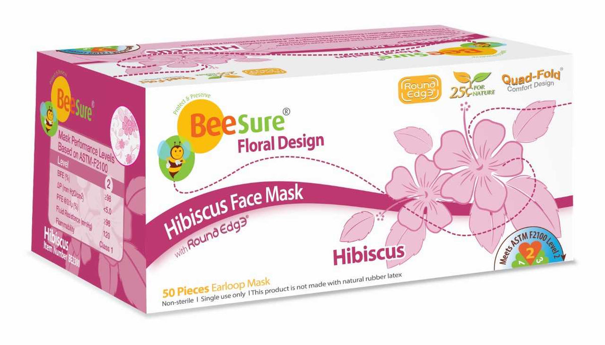 Surgical Masks BeeSure Floral Face Masks - Green Fern Design, Pack Of ...